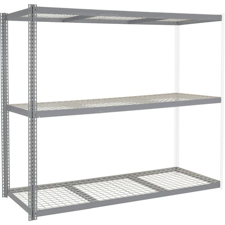 Global Industrial 3 Shelf, Boltless Shelving, Add On, 3600 lb Cap, 96inW x 24inD x 84inH, Wire Deck 785640GY